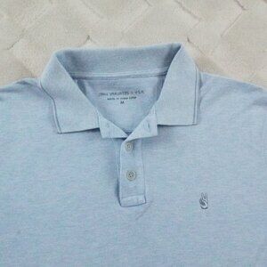 John Varvatos Polo Shirt Mens Medium Solid Blue Embroidered Peace Logo
